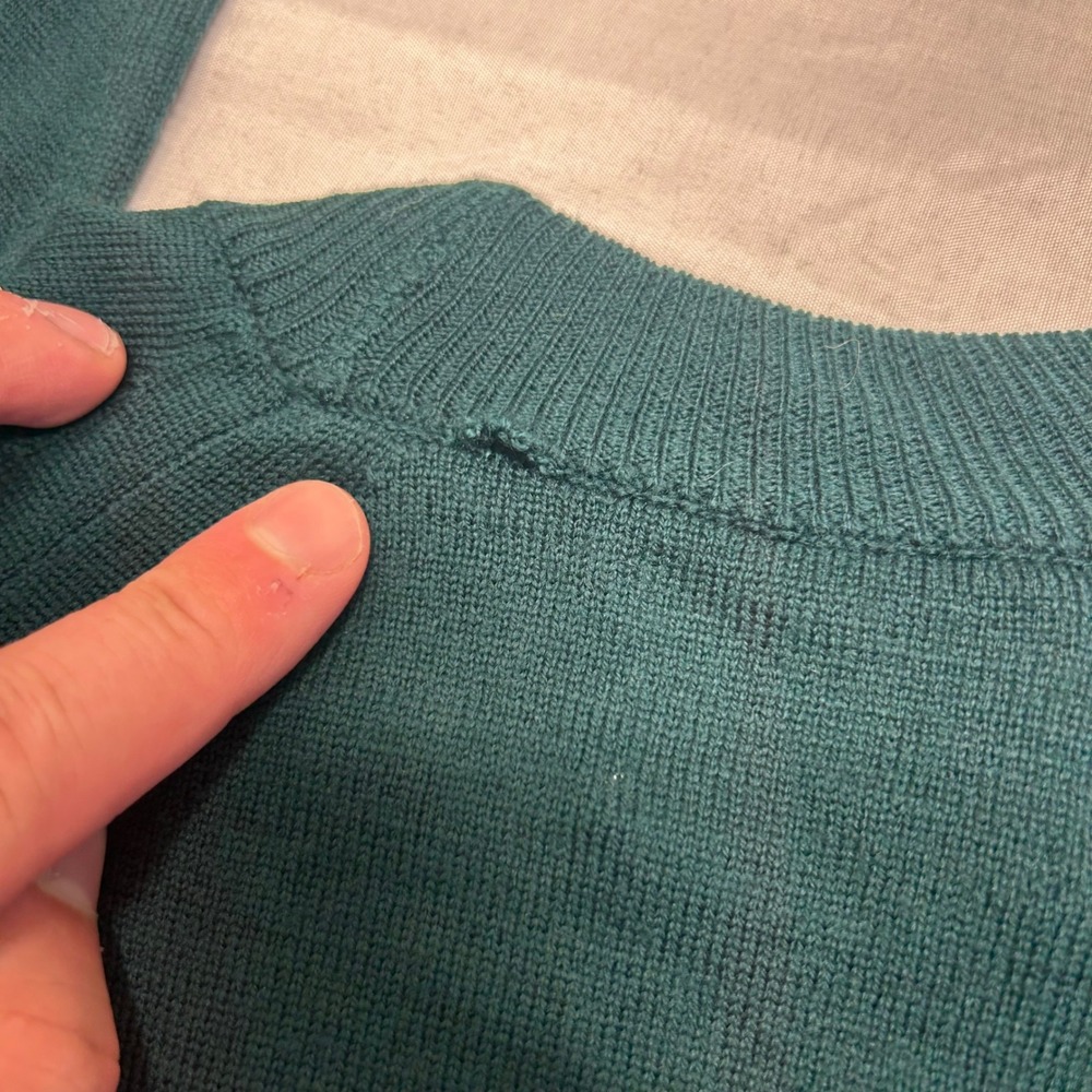 Vintage Pendleton 100% Virgin Wool Crewneck Sweater Teal Green size 40 - Picture 6 of 7